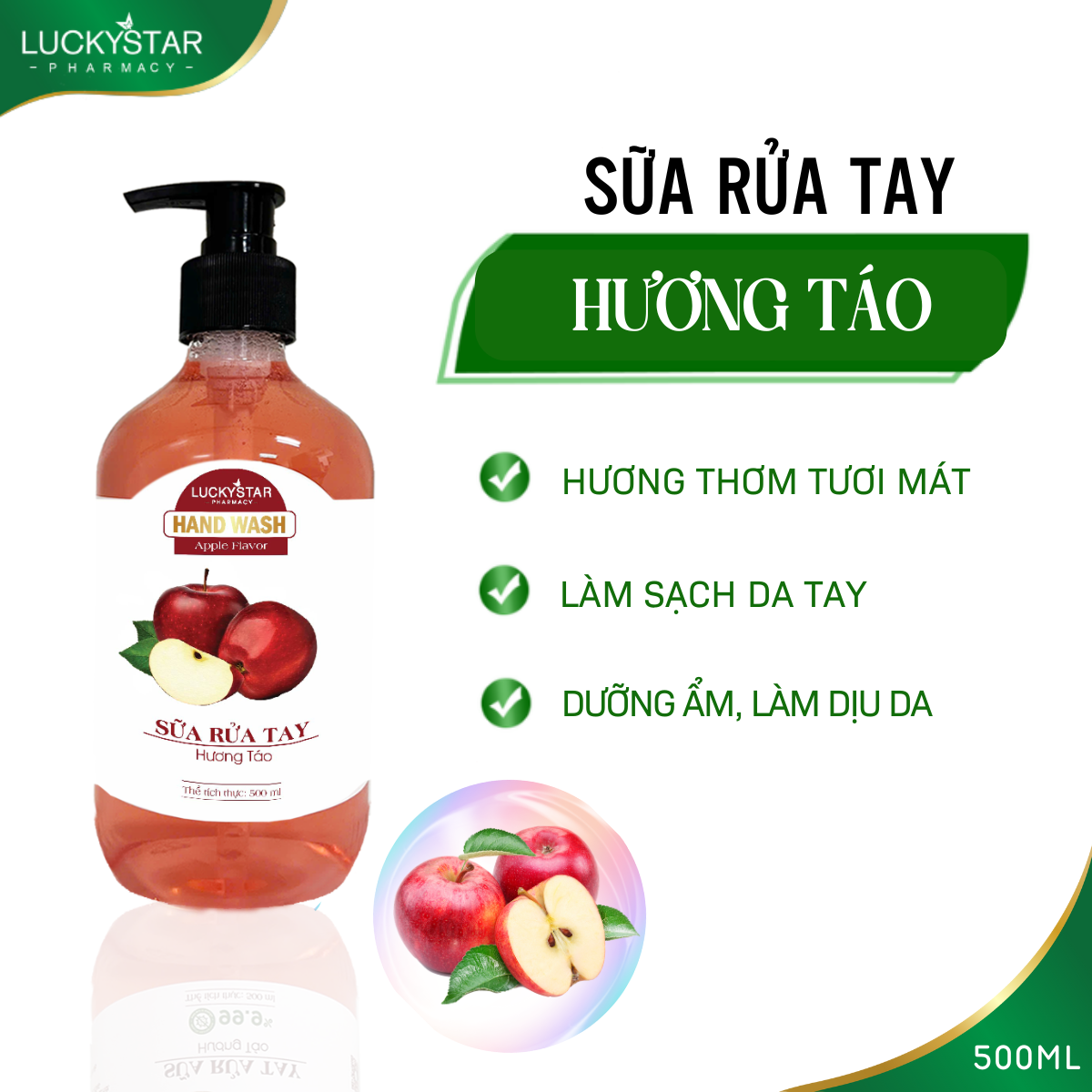 Sữa Rửa Tay Hương Táo 500ml - Lucky Star