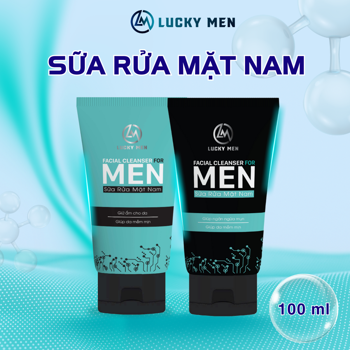 Sữa Rửa Mặt Nam Giữ Ẩm/ Giảm Mụn - LUCKY MEN - 100ml
