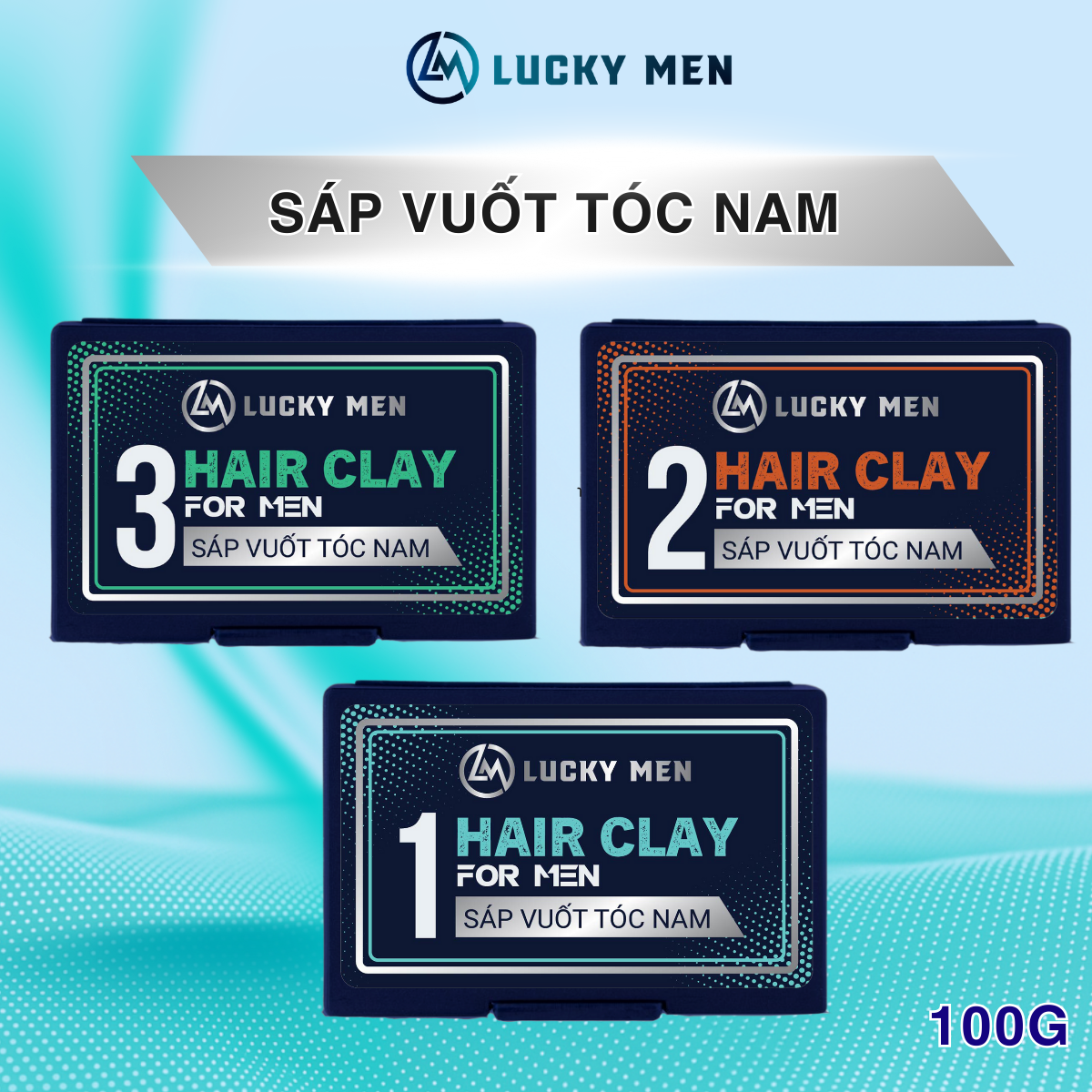 [ HAIR CLAY ] Sáp Vuốt Tóc Tạo Kiểu Nam 100g - LUCKY MEN